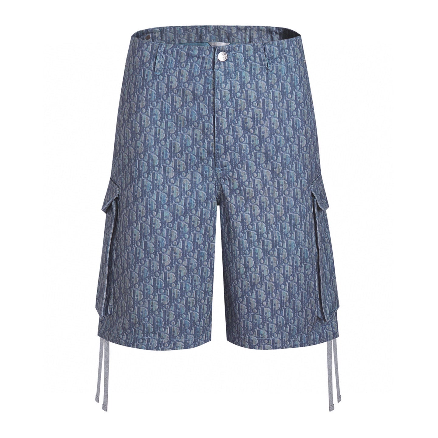 Allover Print Cotton Double Pocket Cargo Shorts