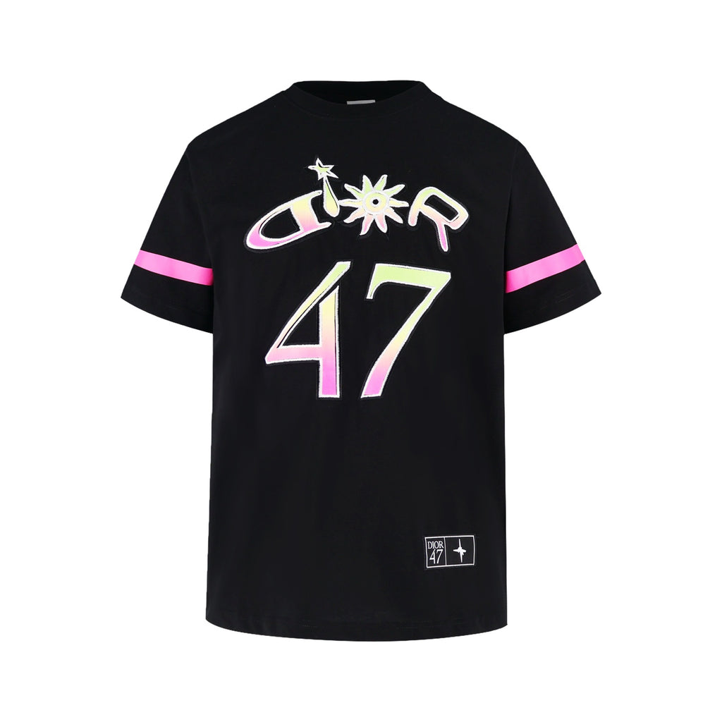 CD 47 colorful embroidered short sleeves (black