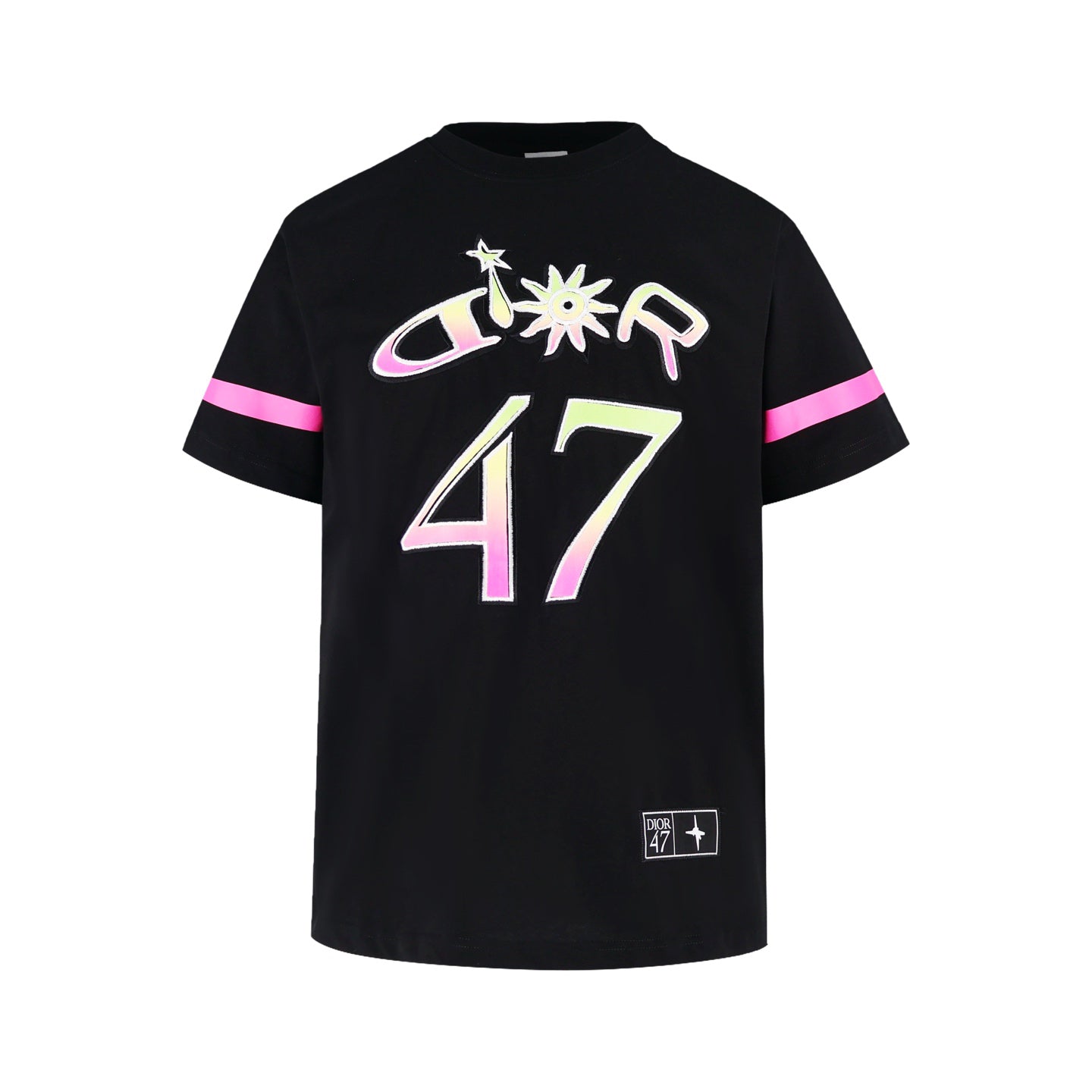 CD 47 colorful embroidered short sleeves (black