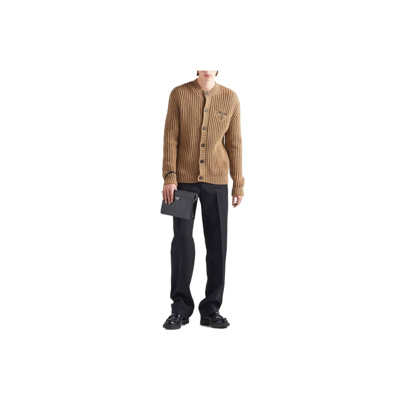 Prada 22FW Coarse Stitched Wool Cardigan (Khaki)