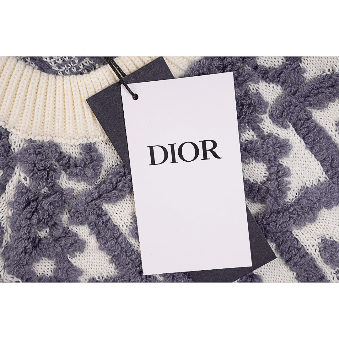Terry Embroidered Jacquard Crew Neck Sweater