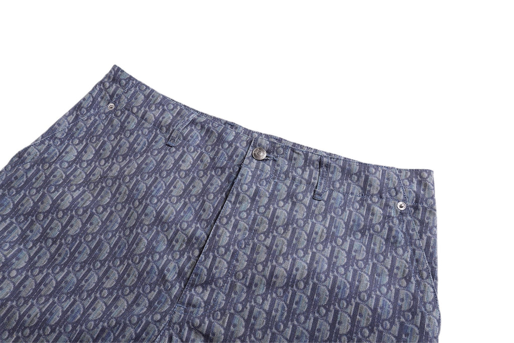 Allover Print Cotton Double Pocket Cargo Shorts