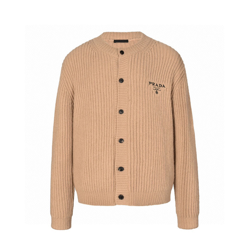 Prada 22FW Coarse Stitched Wool Cardigan (Khaki)